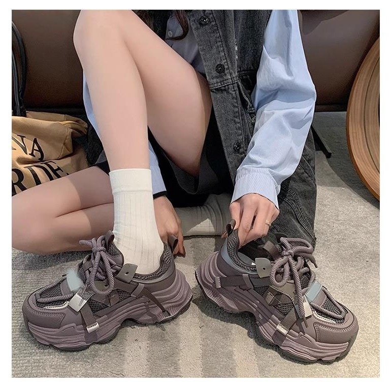 13093416.网面老爹鞋女厚底松糕春季百搭小个子休闲女鞋