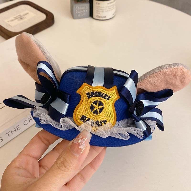 13125841.可爱兔子警官卡通礼帽发夹女生兔耳朵帽子头饰