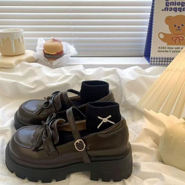 13125550.裙子复古单鞋春季英伦风棕色日系厚底女玛丽珍单鞋