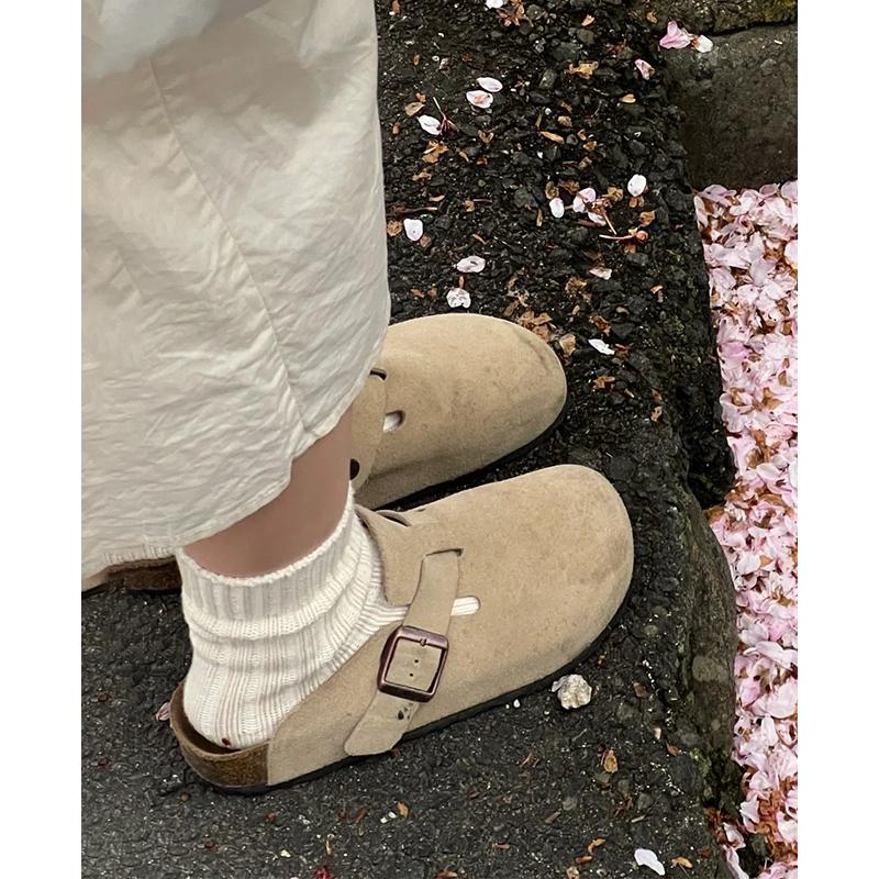 13125998.厚底勃肯鞋女秋季一脚蹬懒人包头拖鞋软木博肯单鞋