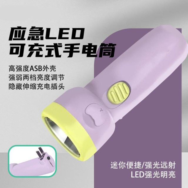 13130269.手电筒强光爆亮长续航充电款儿童户外家用小型便携超亮