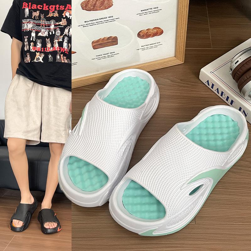 13638913.椰子拖鞋男夏季踩屎感厚底防滑外穿一字凉拖鞋EVA户外运动拖
