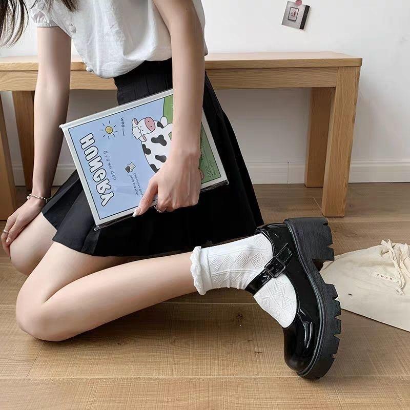 13638987.圆头小皮鞋女英伦风春日系jk制服黑色厚底一字扣玛丽珍鞋单鞋