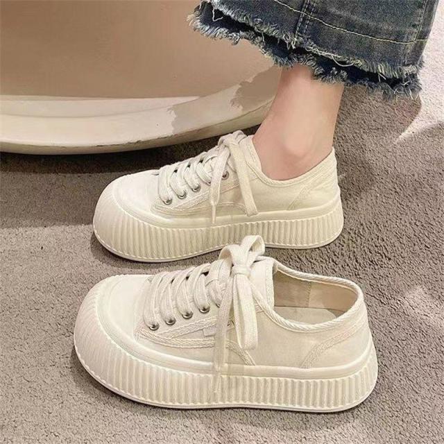 13639205.休闲帆布鞋女厚底小个子百搭大头板鞋软底小白鞋