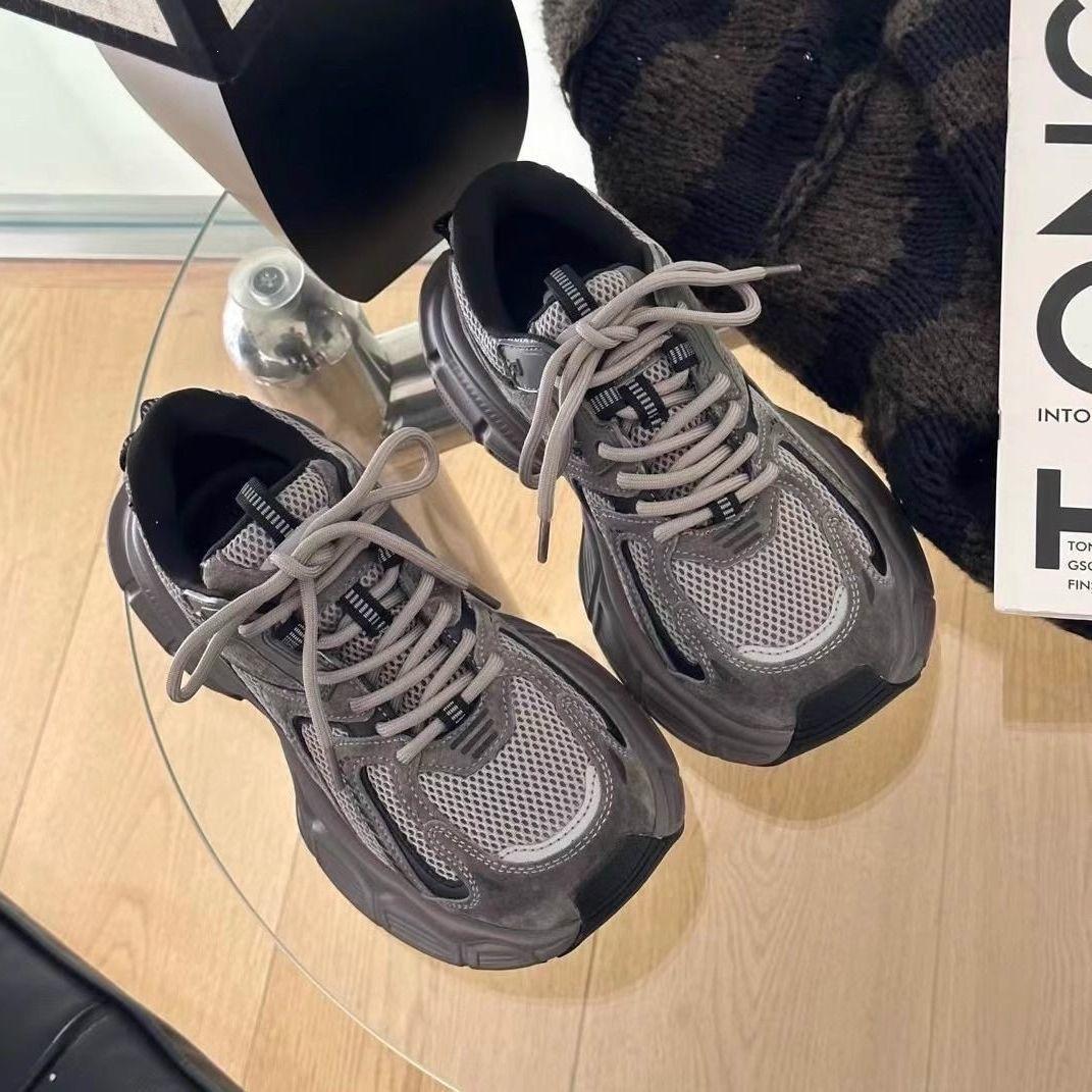 13639079.休闲鞋 厚底灰色老爹鞋女可穿百搭复古美拉德休闲运动鞋成年