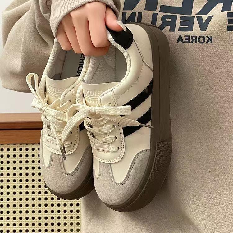 13639406.百搭德训鞋女鞋春夏季厚底小白鞋休闲运动板鞋复古阿甘鞋