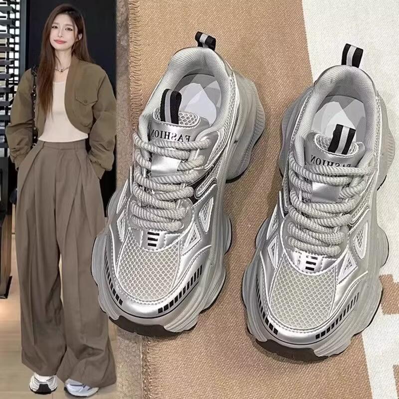 13098176.老爹鞋女春秋季厚底网面透气百搭轻便运动休闲鞋加棉休闲鞋