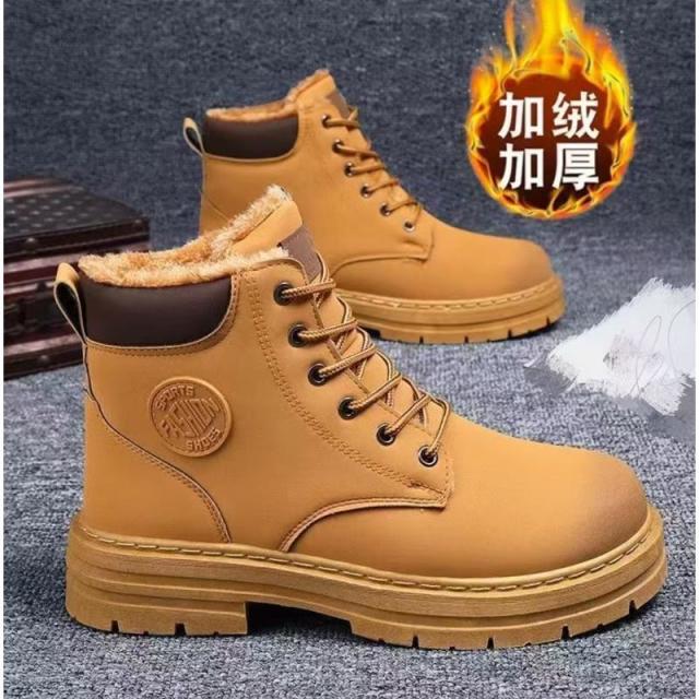 13099827.马丁靴冬季加绒加厚高帮工装男百搭厚底保暖棉靴