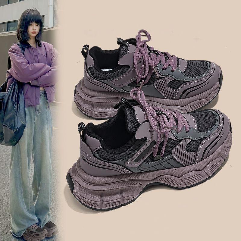 13098387.树莓紫老爹鞋女百搭校园厚底运动跑步休闲鞋