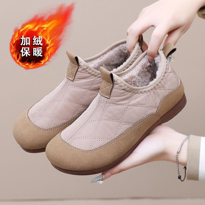 13098917.TLXT  老北京冬季布鞋女加绒软底一脚蹬棉鞋休闲时尚百搭保暖平底豆豆鞋