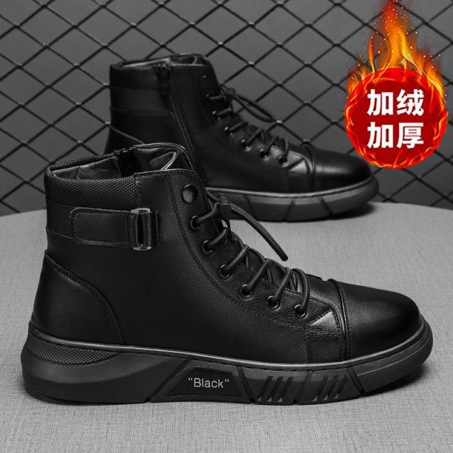 13098143.马丁靴男高帮男士休闲皮靴大码英伦男靴加绒保暖靴子
