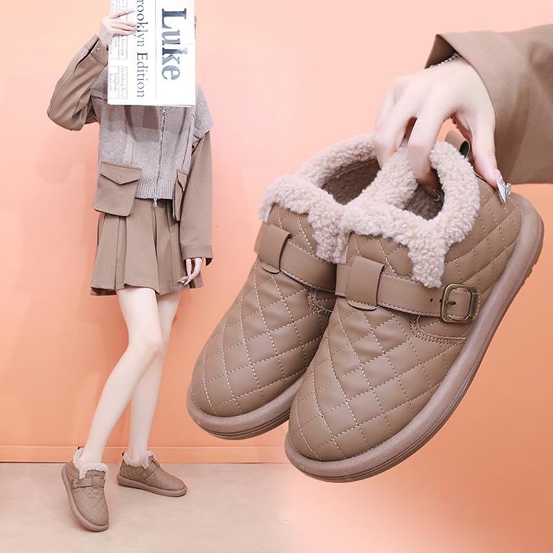 13097967.冬季勃肯鞋女外穿加绒加厚棉鞋一脚蹬软底舒适雪地靴时尚百搭休闲鞋