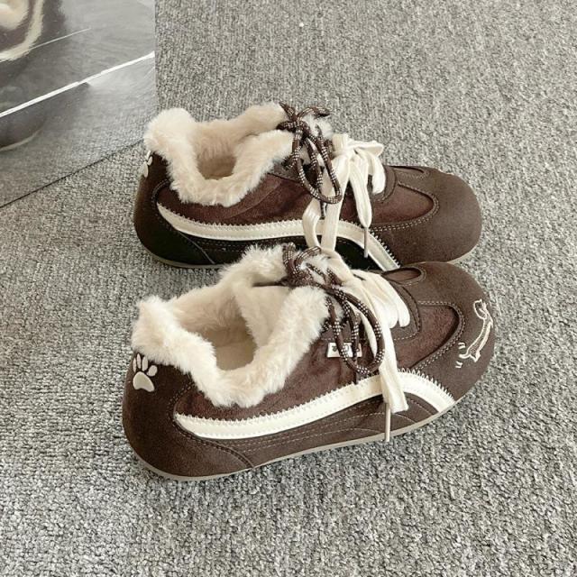 13098210.加绒德训鞋女款冬季百搭保暖二棉鞋平底休闲鞋