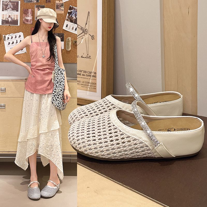 13522187.裕王夏季新款水钻镂空包头半拖