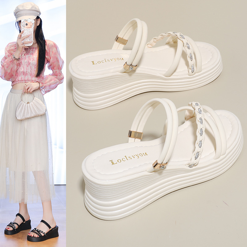 13540772.裕王夏季新款坡跟厚底百搭凉鞋