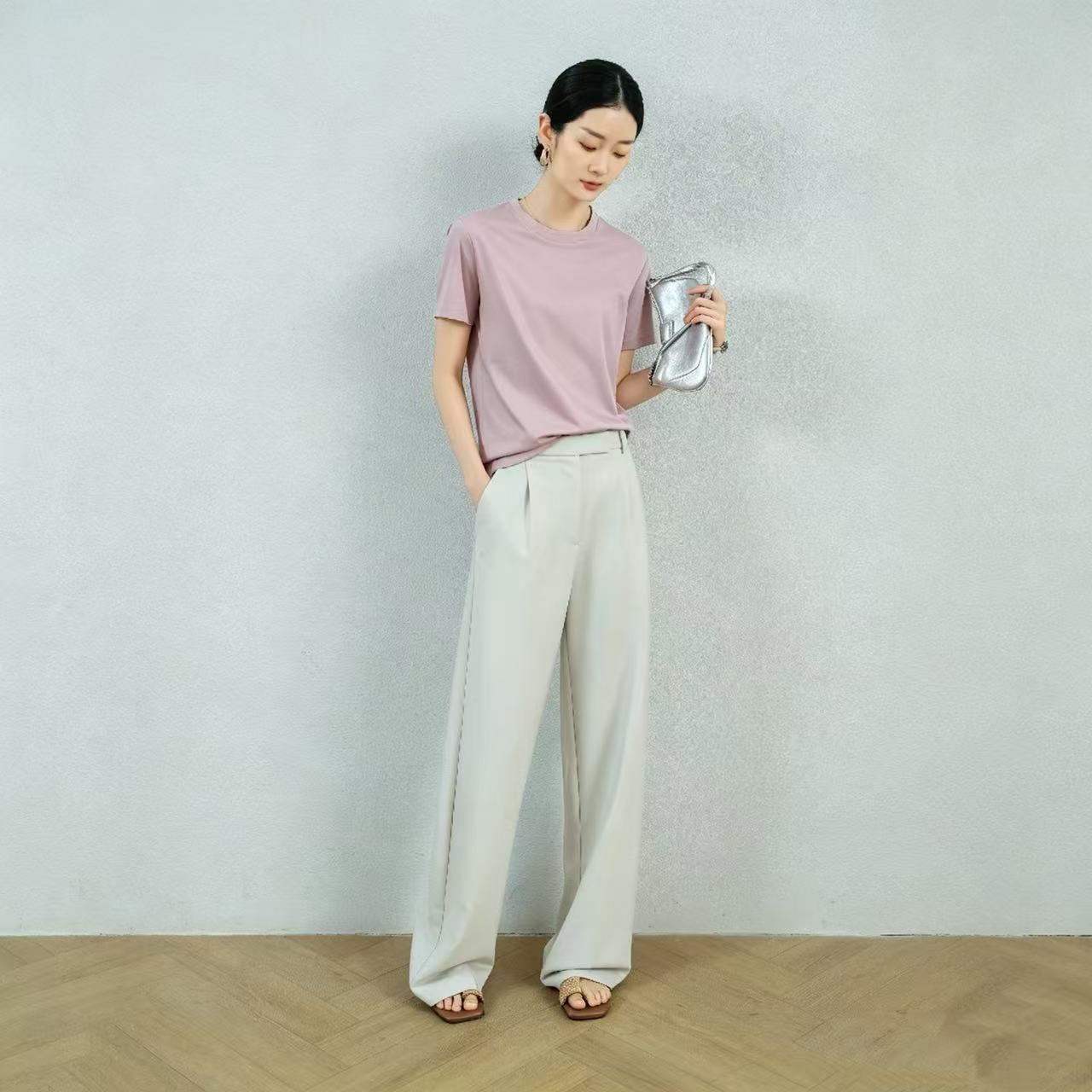 13583309.【凯特温斯顿】桑蚕丝丝光棉女款T恤
