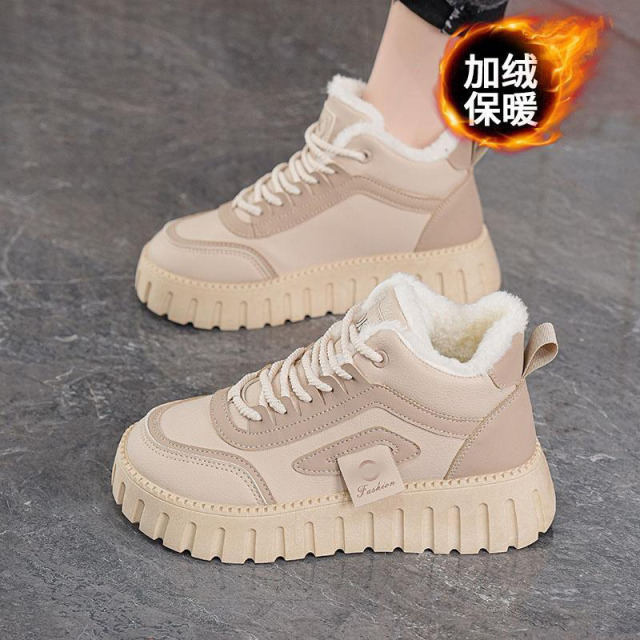 13099939.冬季女鞋加绒高帮鞋子女韩版百搭加厚保暖棉鞋休闲鞋板鞋女