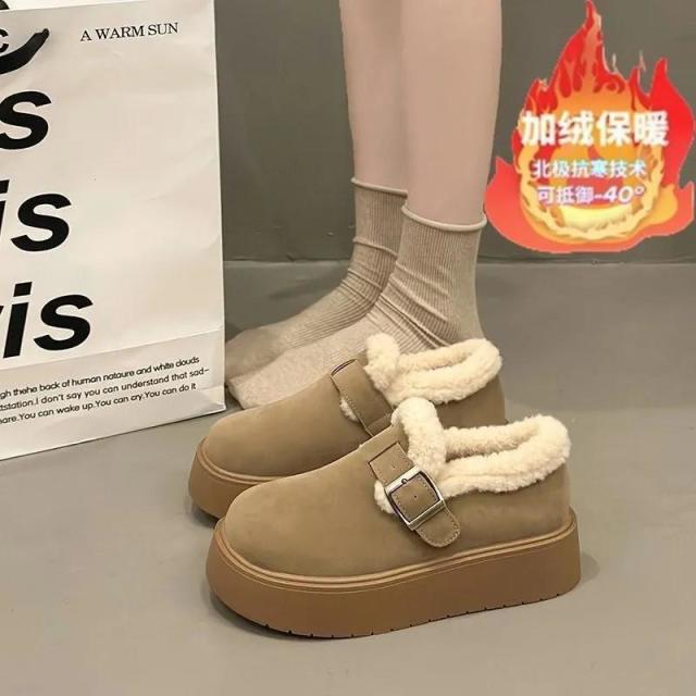 13103661.厚底加绒豆豆女冬季外穿毛毛面包保暖棉鞋雪地靴