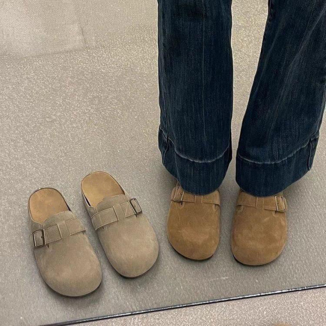 13103598.博肯包头拖鞋春季勃肯拖鞋厚底半拖软皮软底低帮女勃肯拖鞋