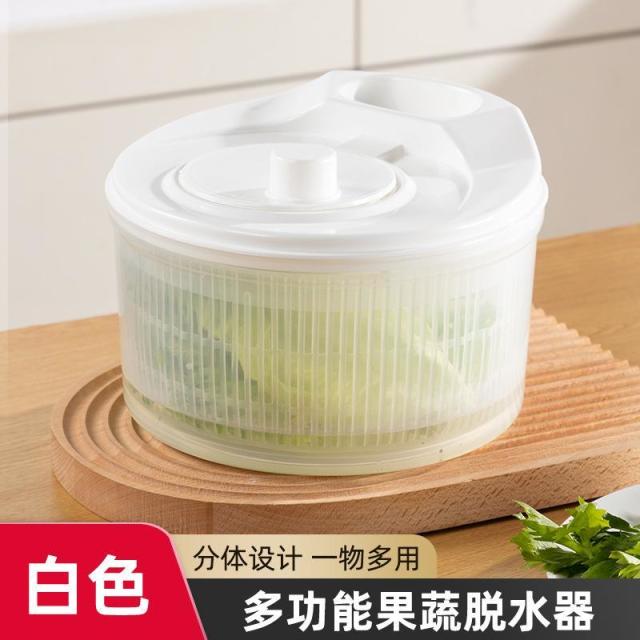 13217167.沙拉蔬菜脱水器家用沥水甩干机水果手动甩水篮厨房工具洗菜盆