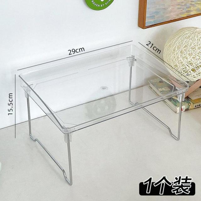 13214770.【2件装】透明双层桌面置物架亚克力杯架可折叠厨房卫生间杂物置物架
