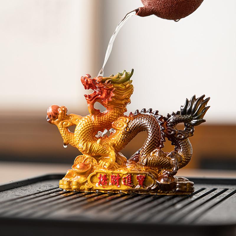 13215534.茶宠摆件金龙戏珠祥龙茶桌茶盘茶台茶具遇水变色可养茶玩
