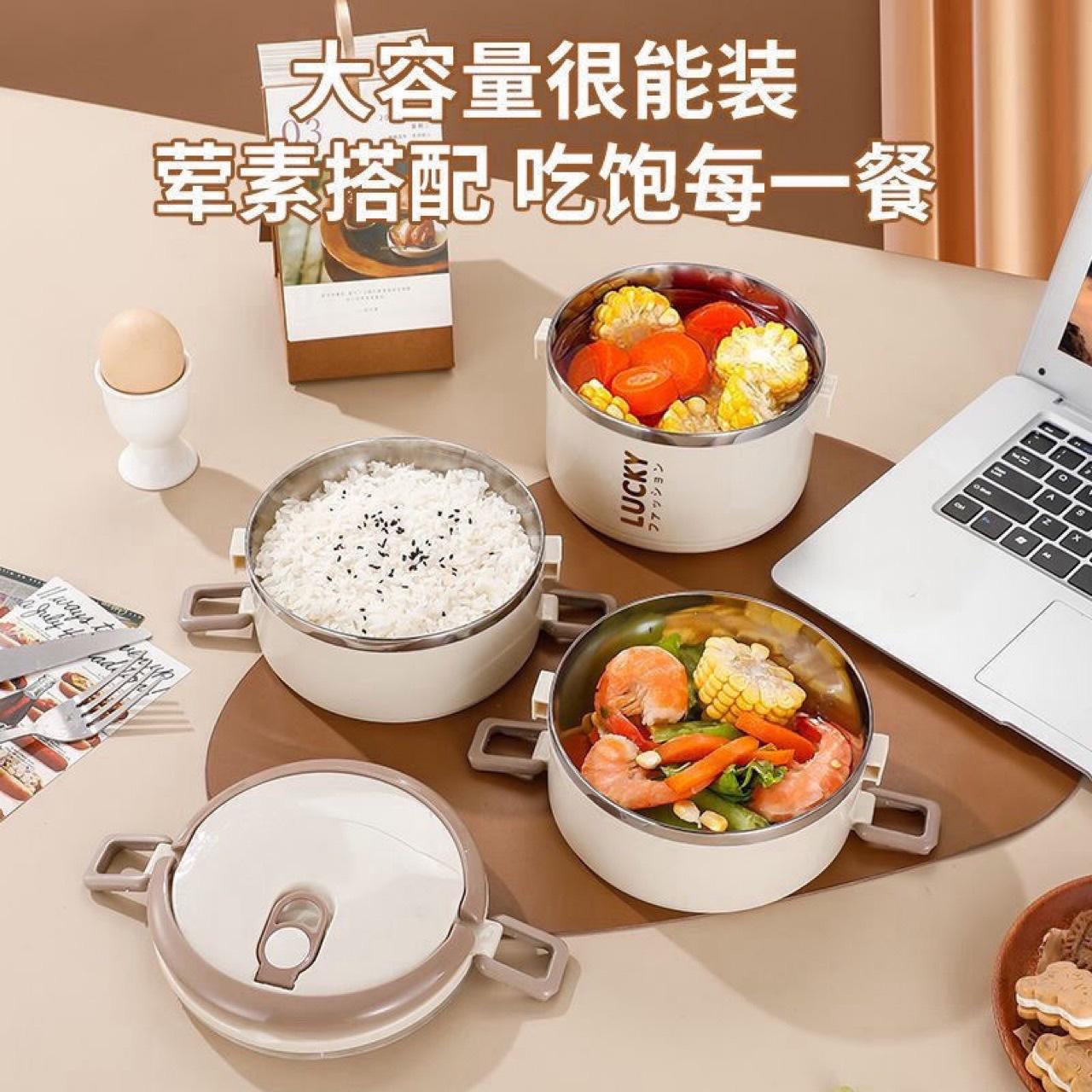 13219239.多层便当盒大容量双层不锈钢饭盒带盖上班族小便携密封餐盒