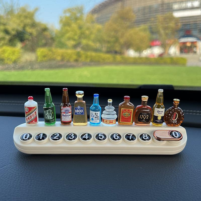 13219395.可爱治愈系小酒瓶临时停车号码牌创意挪车电话牌香薰车内饰品摆件