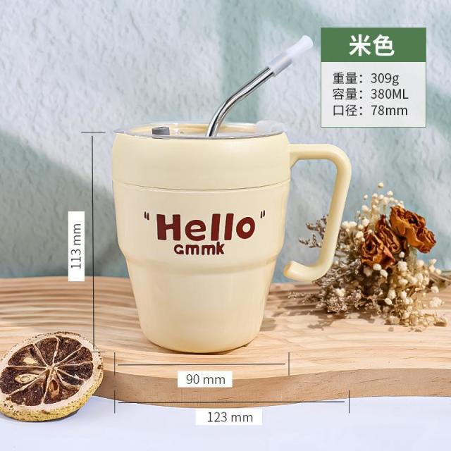 13217249.【2件装】高颜值玻璃水杯双层吸管杯字母把手杯吸管双饮杯马克杯伴手礼