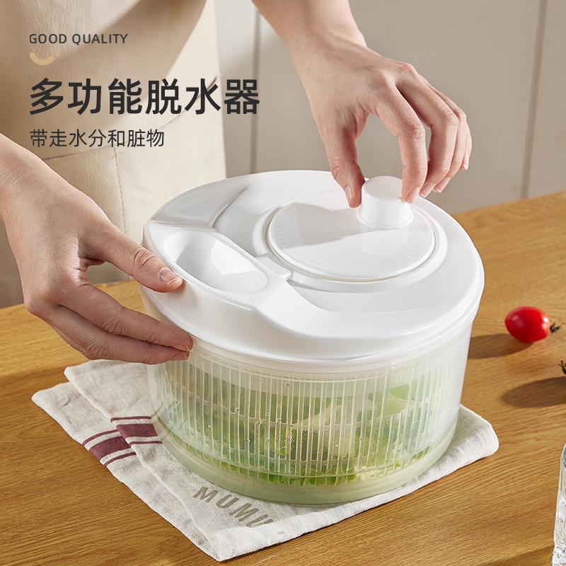 13217167.沙拉蔬菜脱水器家用沥水甩干机水果手动甩水篮厨房工具洗菜盆