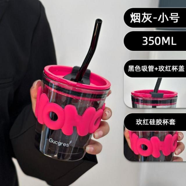 13220285.创意字母玻璃吸管杯风玻璃吸管杯办公室喝水杯双饮吸管杯