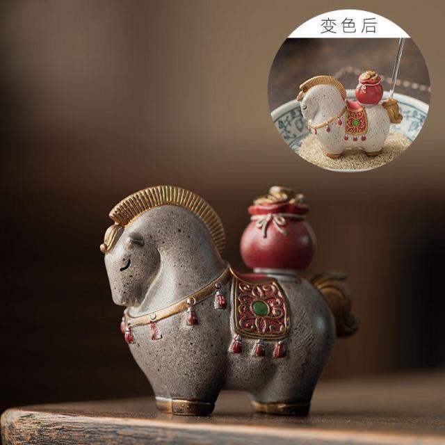 13215566.变色马上有钱茶宠摆件中式财唐马茶几可养茶具茶盘配件精品茶宠