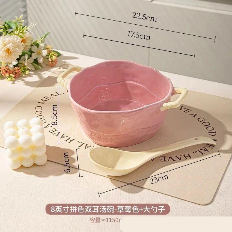 13218396.双耳汤碗螺蛳粉碗泡面碗烘焙烤碗陶瓷水果沙拉碗麻辣烫碗家用宿舍