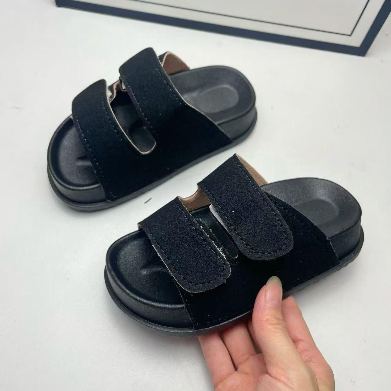 13234417.TLXT 时尚儿童厚底拖鞋男女外穿魔术贴露趾博肯鞋中大童小孩半凉拖