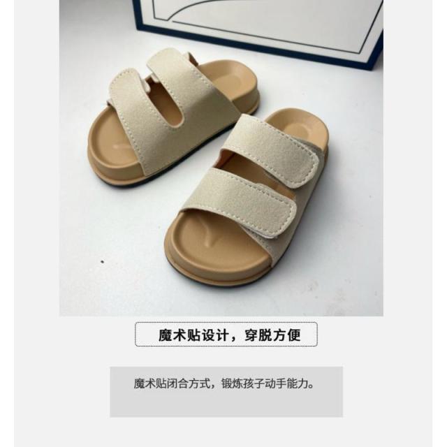 13234417.TLXT 时尚儿童厚底拖鞋男女外穿魔术贴露趾博肯鞋中大童小孩半凉拖
