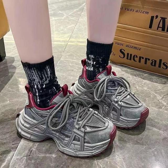 13243003.厚底小个子百搭老爹鞋鞋子女软底不累脚运动女鞋