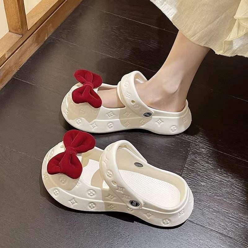 13242598.可爱蝴蝶结洞洞鞋女外穿夏季可爱百搭沙滩包头凉拖鞋女