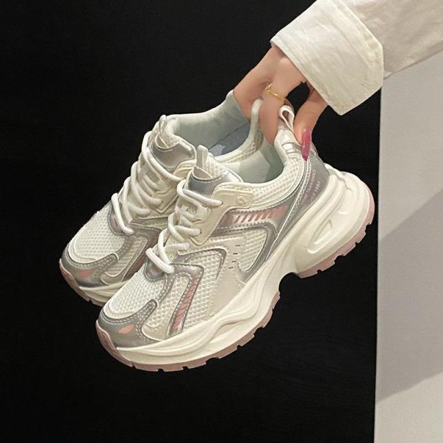 13243422.休闲厚底鞋时尚网纱韩版老爹鞋女运动跑步鞋
