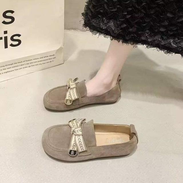 13243445.春季蝴蝶结单鞋平底豆豆勃肯懒人单鞋脚蹬软底单鞋女