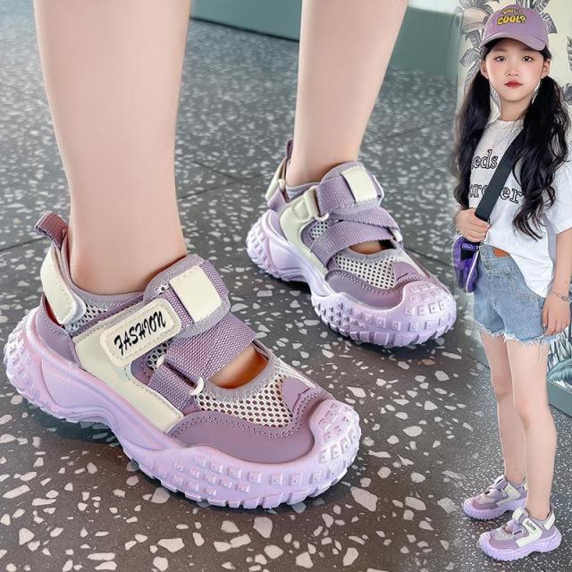 13232370.女童运动凉鞋夏季儿童鞋子透气休闲网鞋女宝宝包头凉鞋潮