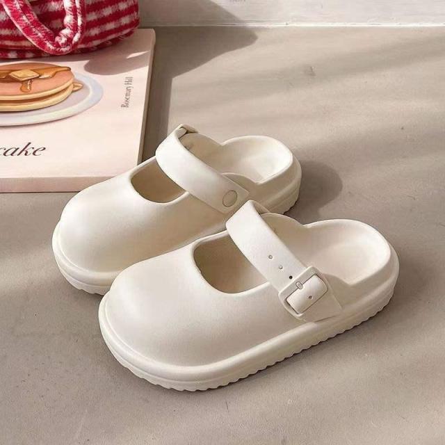 13242989.厚底包头玛丽珍半拖鞋女夏季卡通洞洞鞋外穿防滑勃肯凉鞋