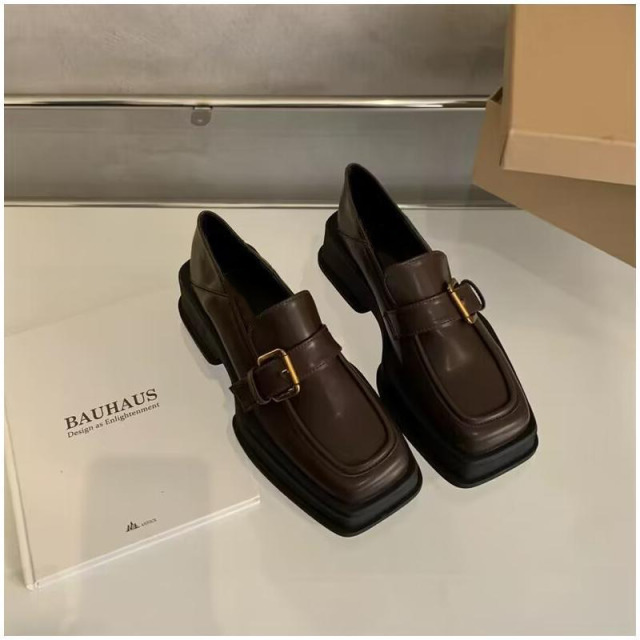 13244339.厚底乐福单鞋女复古方头粗跟英伦风时尚单鞋