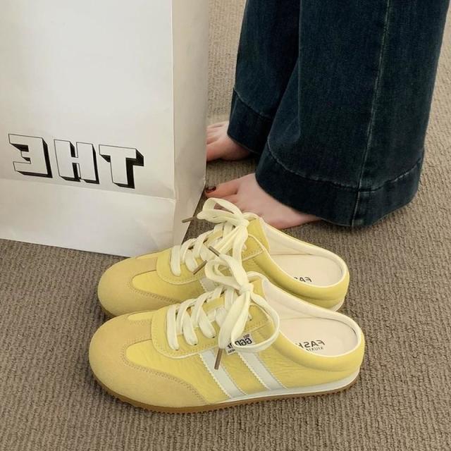 13241891.包头拖鞋女夏外穿黄色德训鞋半拖无后跟阿甘鞋一脚蹬女鞋
