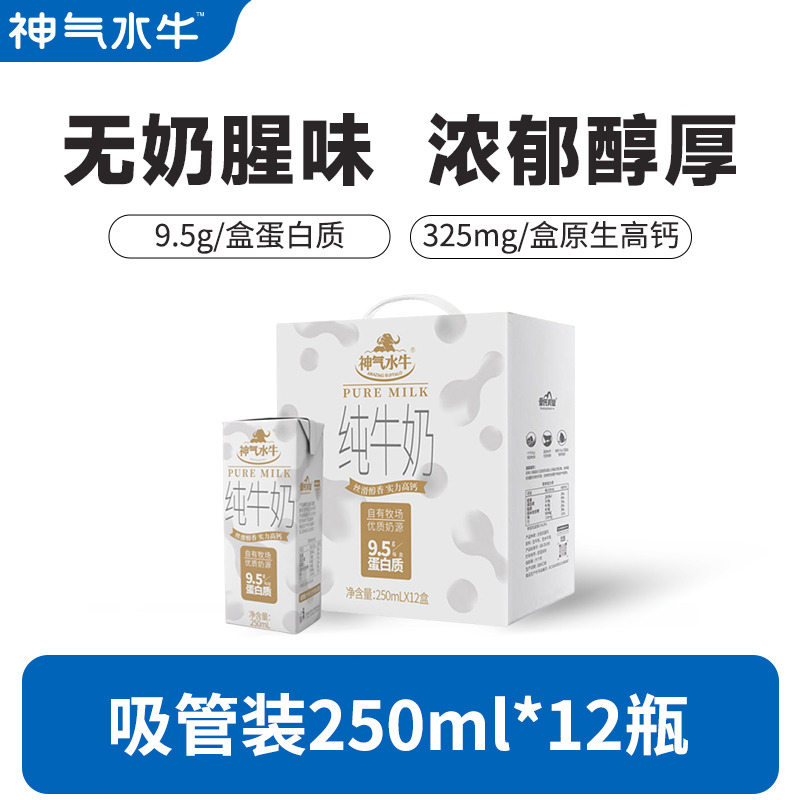 13323079.神气水牛 喜茶同款纯牛奶水牛奶250ml*12盒儿童学生成人补钙营养早餐奶纯牛奶