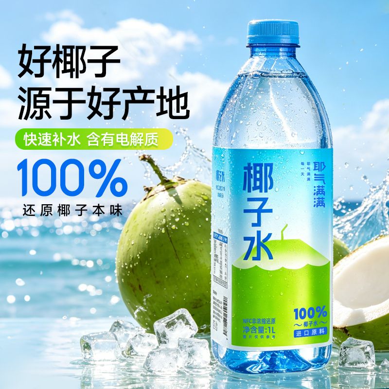 13221625.【到手6L】耶气满满100%椰子水1L家庭囤货装