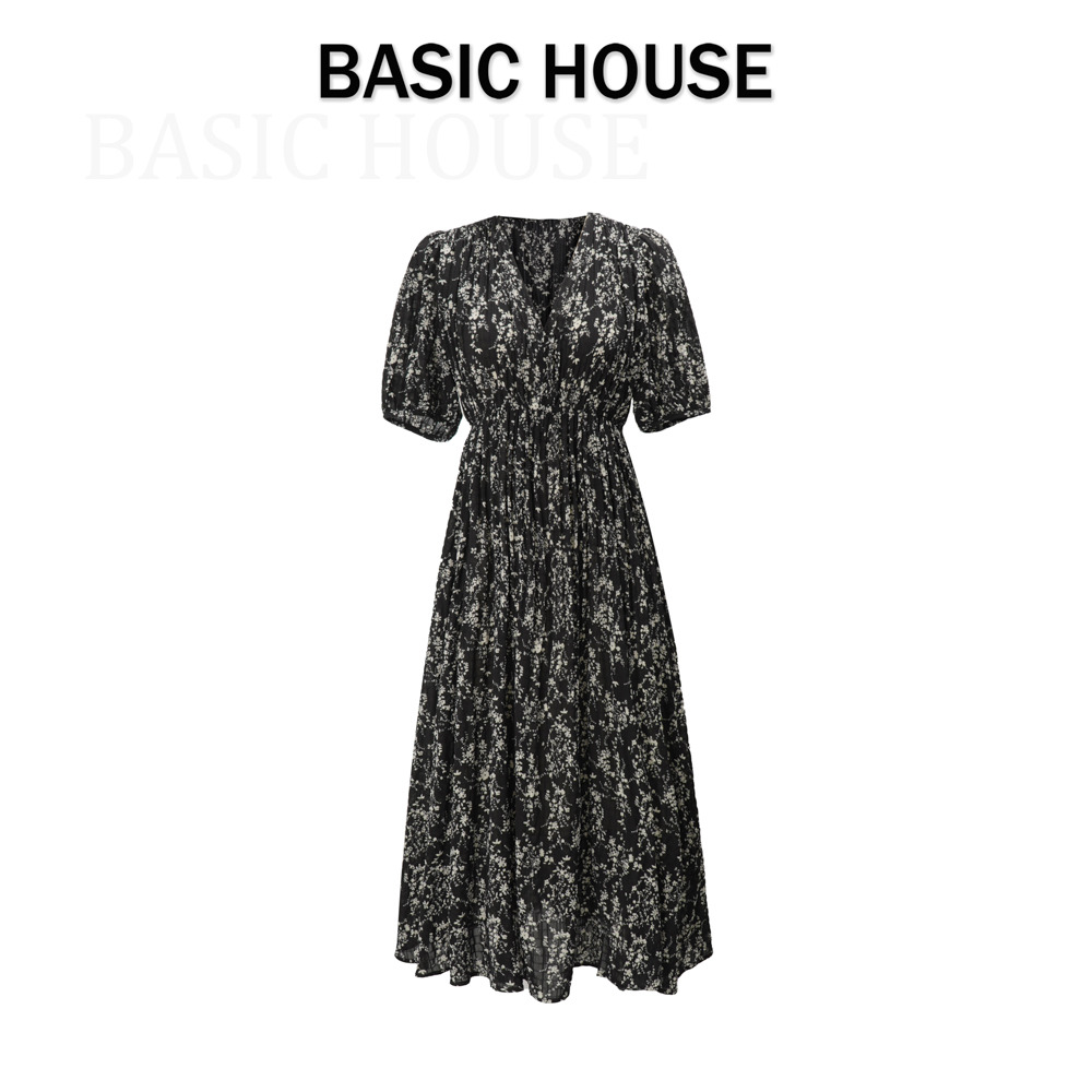 13834124.Basic House/百家好尹千金风裙子短袖格纹斜摆裙女装
