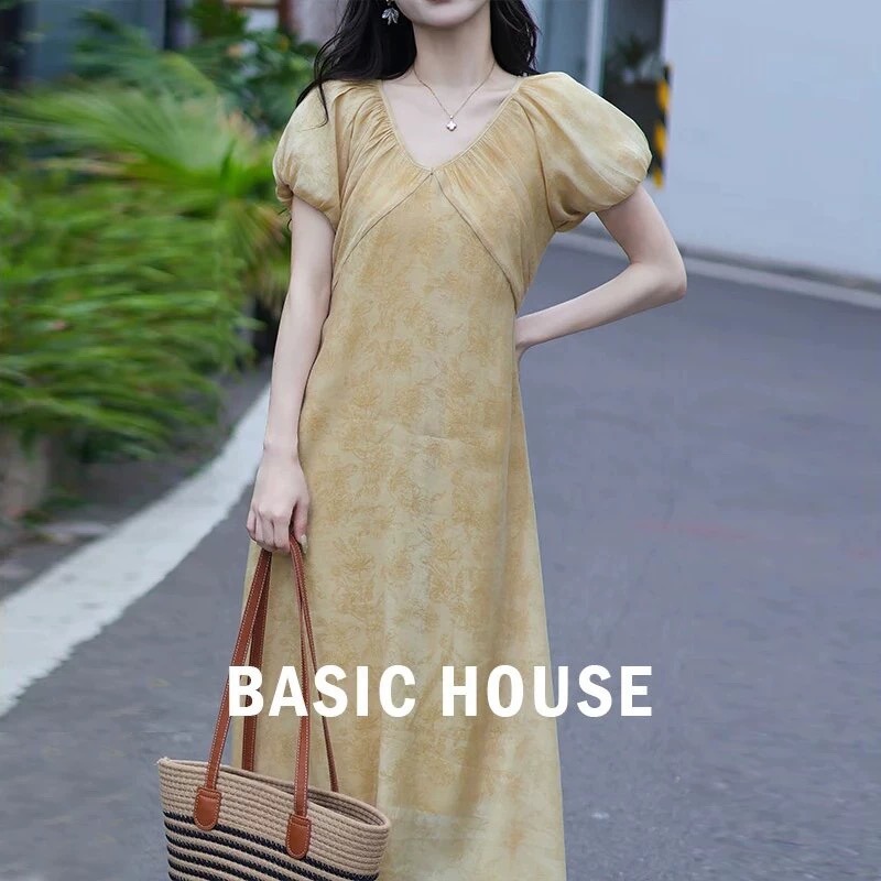 13834138.Basic House/百家好短袖简约多巴胺服装女连衣裙子