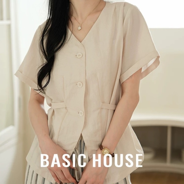 13834126.Basic House/百家好夏季百搭休闲时尚衬衫通勤