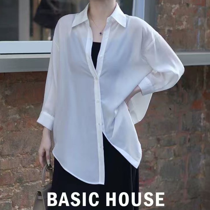 13834184.Basic House/百家好女装简约气质风减龄显瘦衬衫裙子时尚衬衫夏季