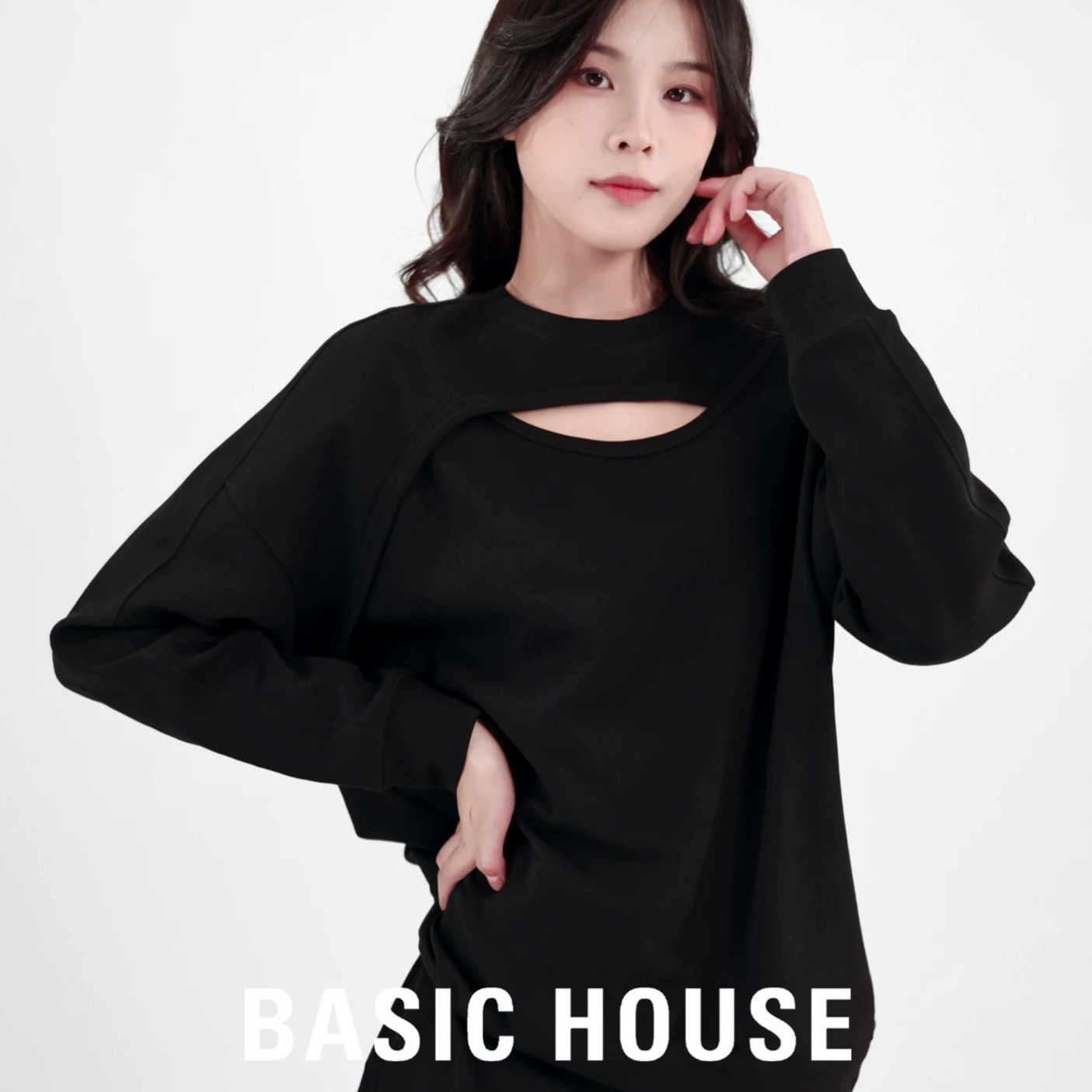 13834111.Basic House/百家好休闲长袖女装圆领针织套头T恤